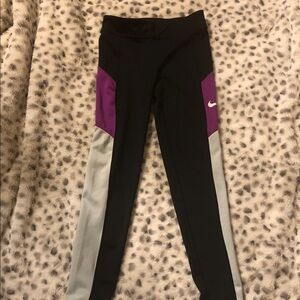 Nike Black and Purple Performance Leggings